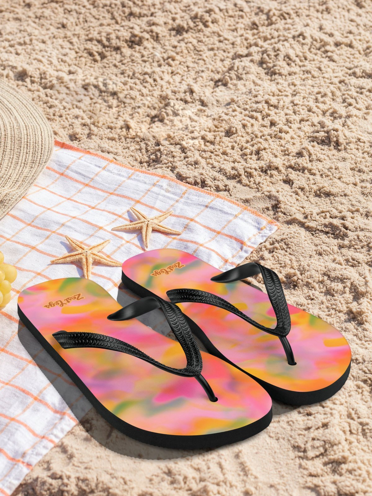 Flip flops "Sweet Pastel Tie Dye in Orange Light Pink" product image (1)