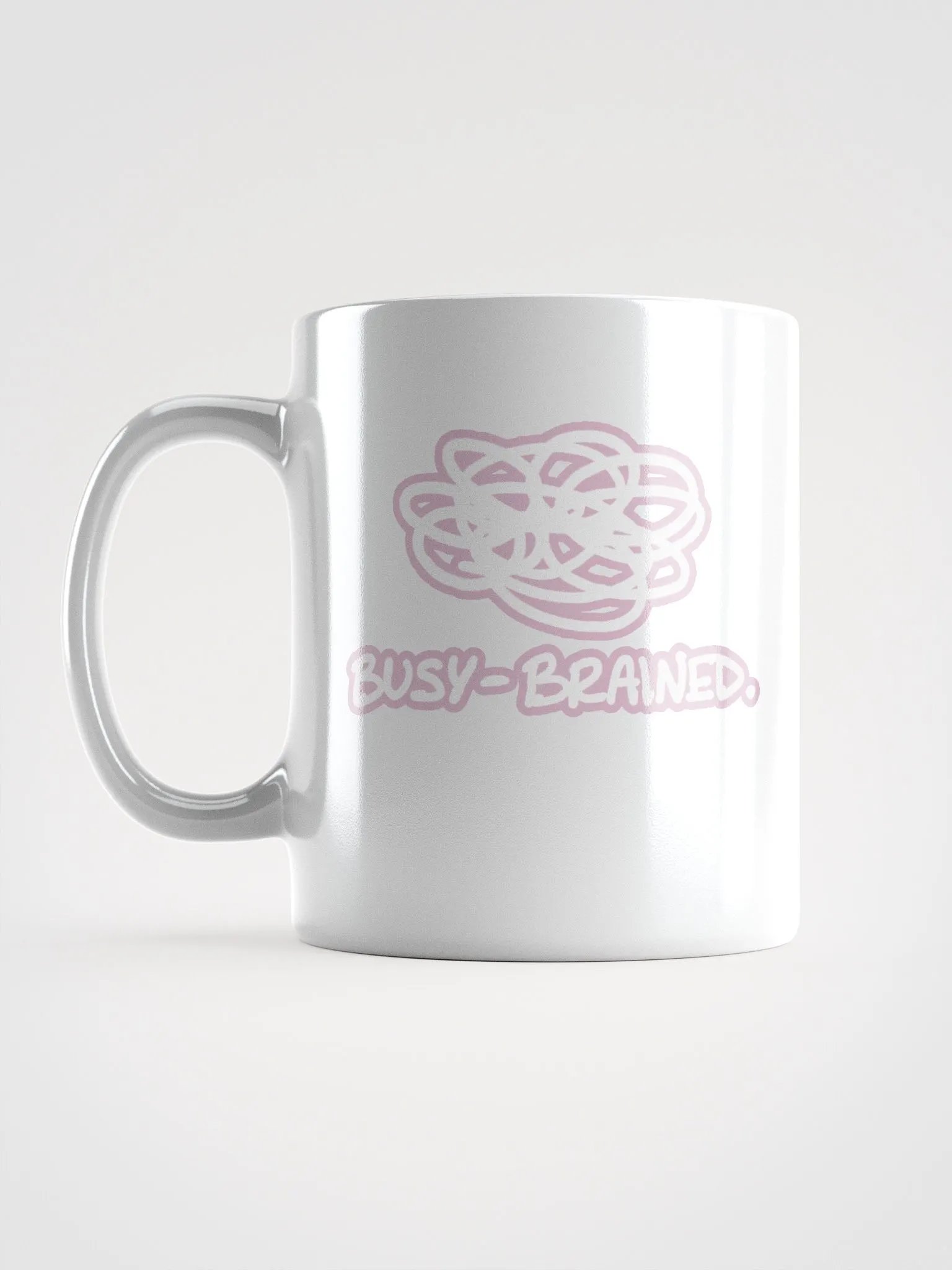 BUSY-BRAINED (lined design, #E1B9CE) glossy white mug product image (12)