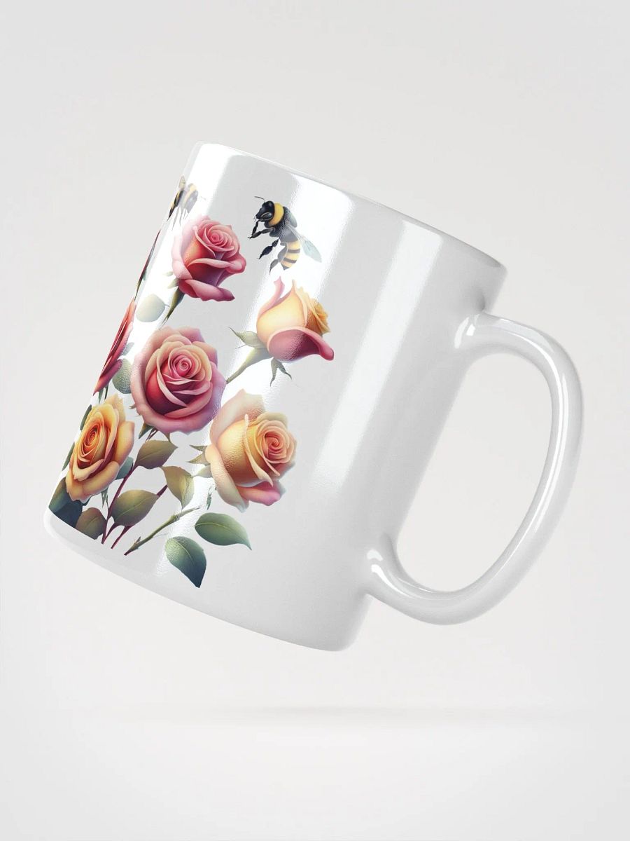 Honey Bees and Roses Graphical Design White Mug product image (11)