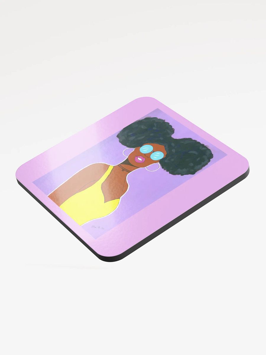 Afro American girl (art by Dina R.) - acrylic painting picture - Glossed Cork Coaster product image (3)