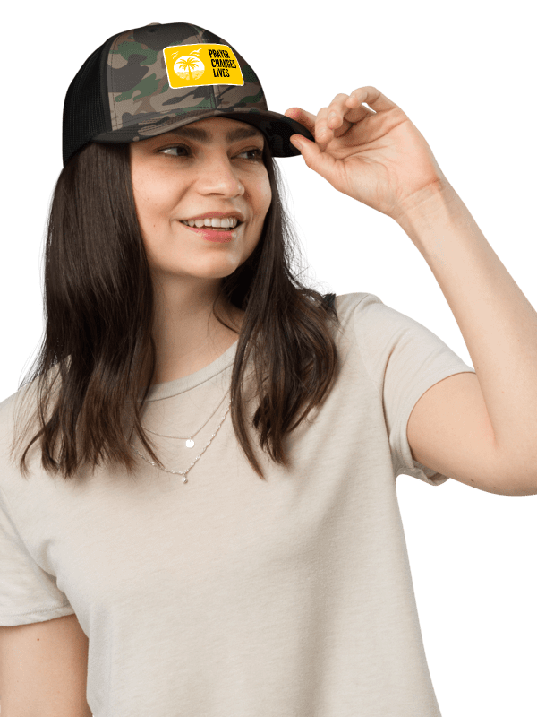 Sunset Serenity Camo Trucker Hat | Prayer changes lives product image (1)