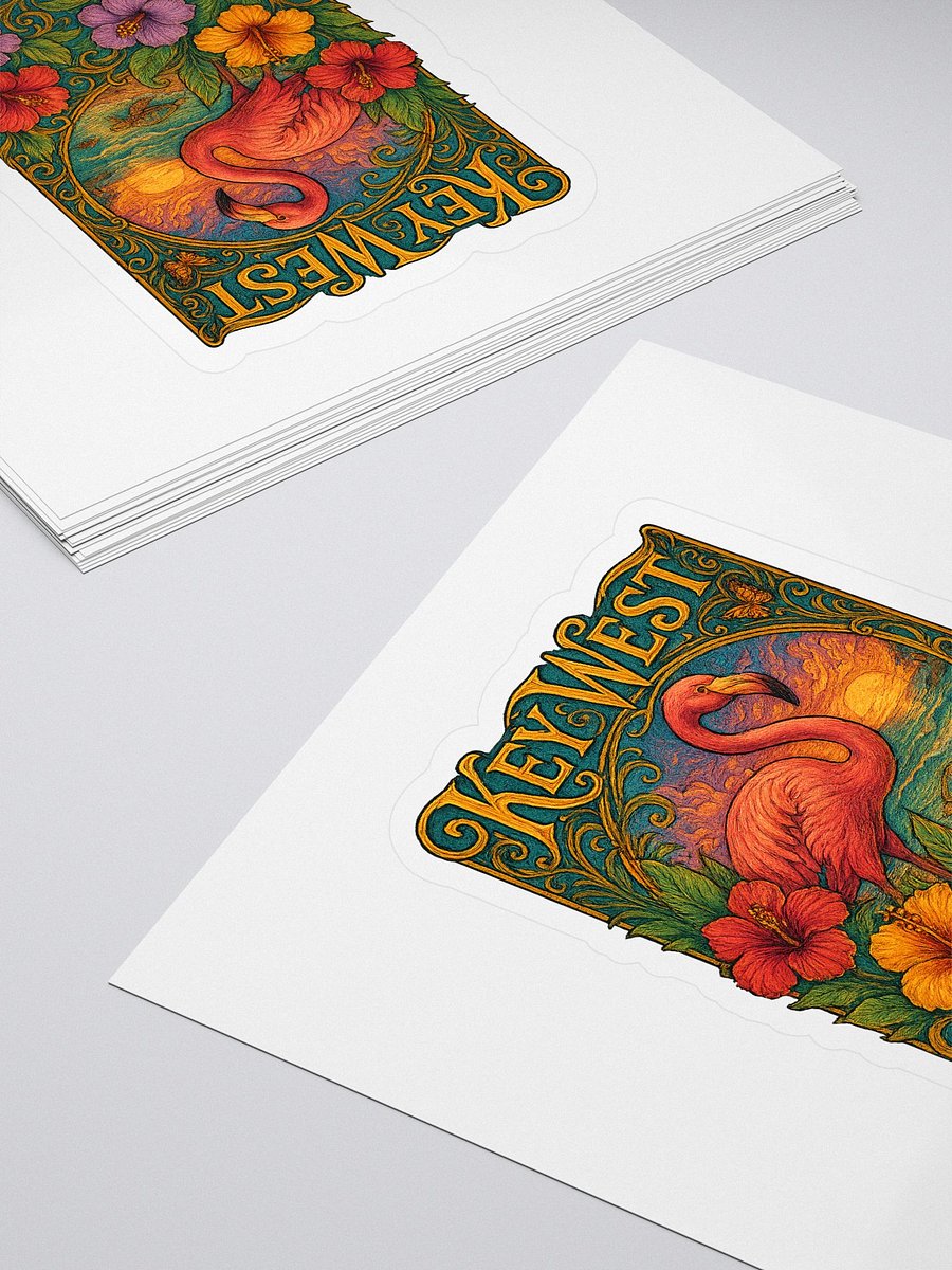 Kiss-Cut Key West Tropical Sticker with Flamingo and Hibiscus product image (4)