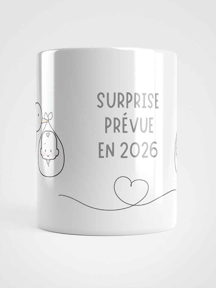 Mug Blanc - Surprise Prévue en 2026 - Cigogne Annonce Naissance - Cadeau Original product image (1)