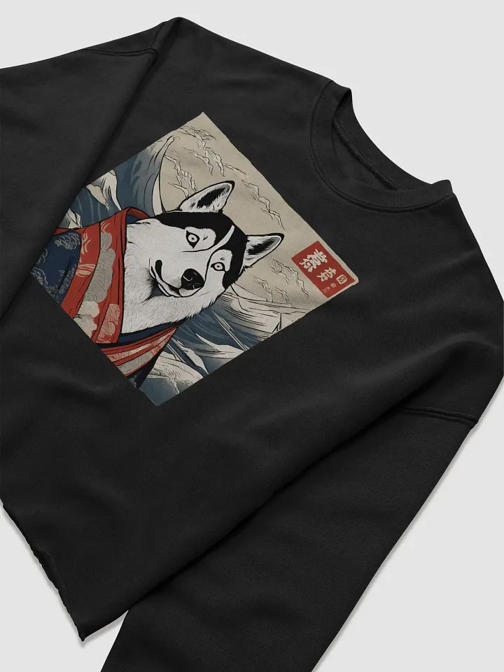 Funny Husky Ukiyo-e Women's Fleece Crop Sweatshirt product image (1)