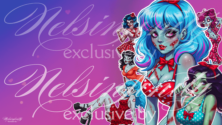 Zombie Pinup Illustrated Desktop Wallpaper product image (1)