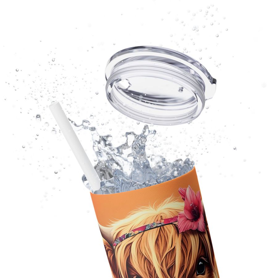 Floral Highland Cow Tumbler Wrap - Cute Boho Calf Design product image (6)