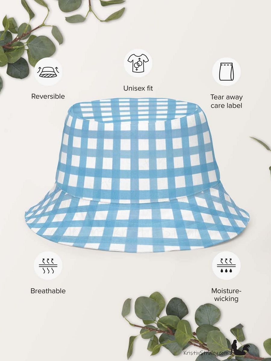 Gingham Reversible Bucket Hat Blue and Mustard Yellow Checker product image (9)