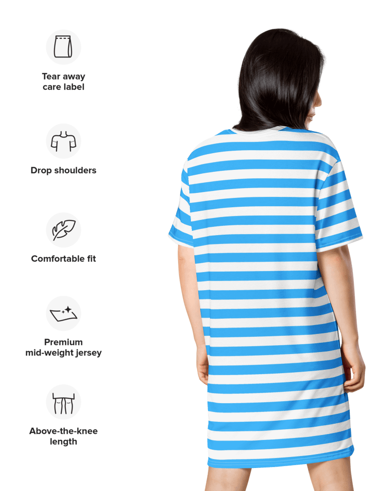 Blue Stripped Summer T Shirt Dress product image (2)