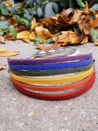 Rainbow Pride Faux Suede Bracelet | Handmade Accessory for Bellabeat Leaf Urban & Ivy product image (2)