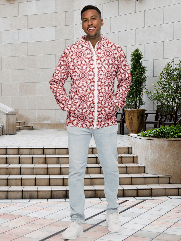 Red Stellar Symmetry All-Over Print Windbreaker product image (2)