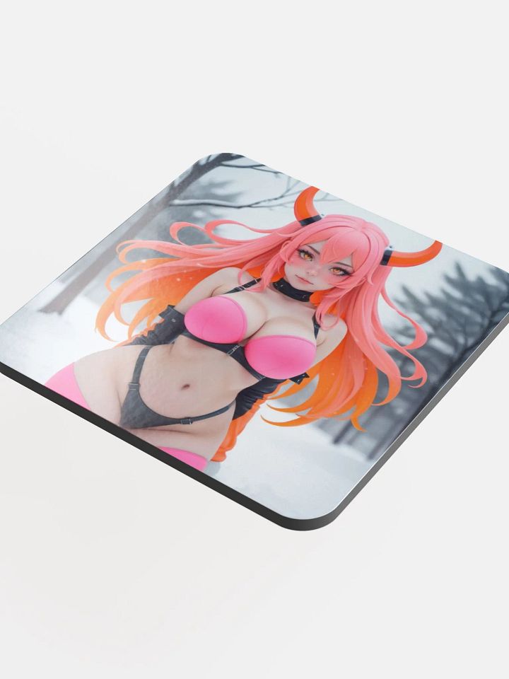 Frosty Pink Horns Cork Coaster product image (1)