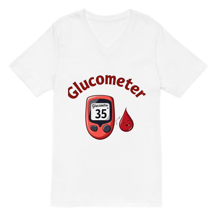 Happy Glucometer Red V-Neck Tee product image (2)