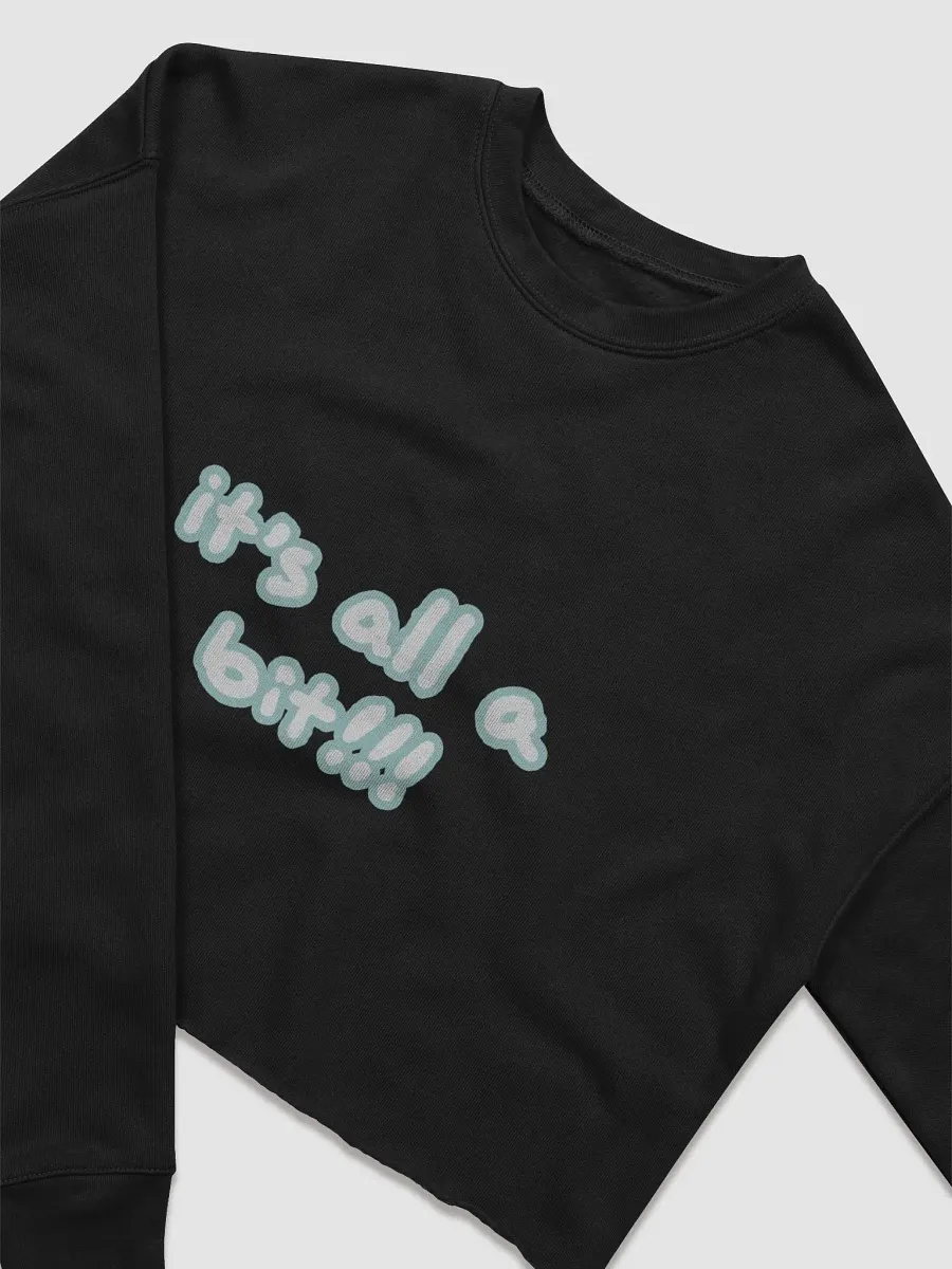 “It’s all a bit!!!” (sm. lined design, #CCE1C4) Women's Fleece Crop Sweatshirt product image (1)