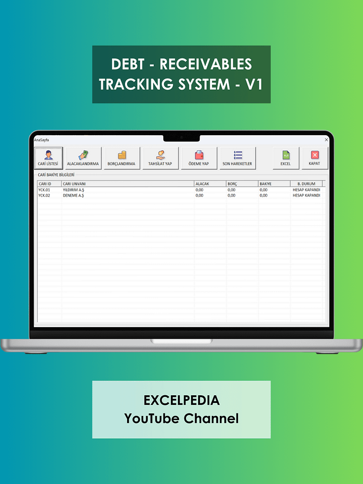 BORÇ - ALACAK TAKİP SİSTEMİ - V1 product image (1)