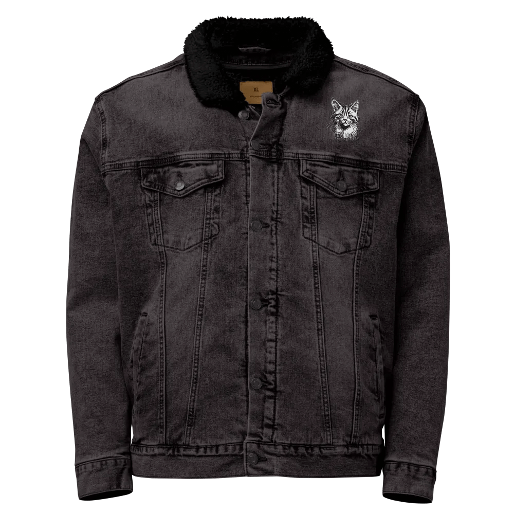 Whiskered Wonder Embroidered Unisex Denim Jacket product image (1)