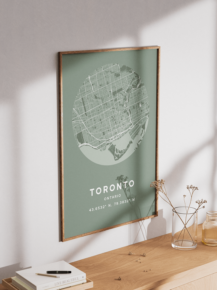 Toronto Street Map Poster – Sage Green Minimalist Circular City Art product image (3)