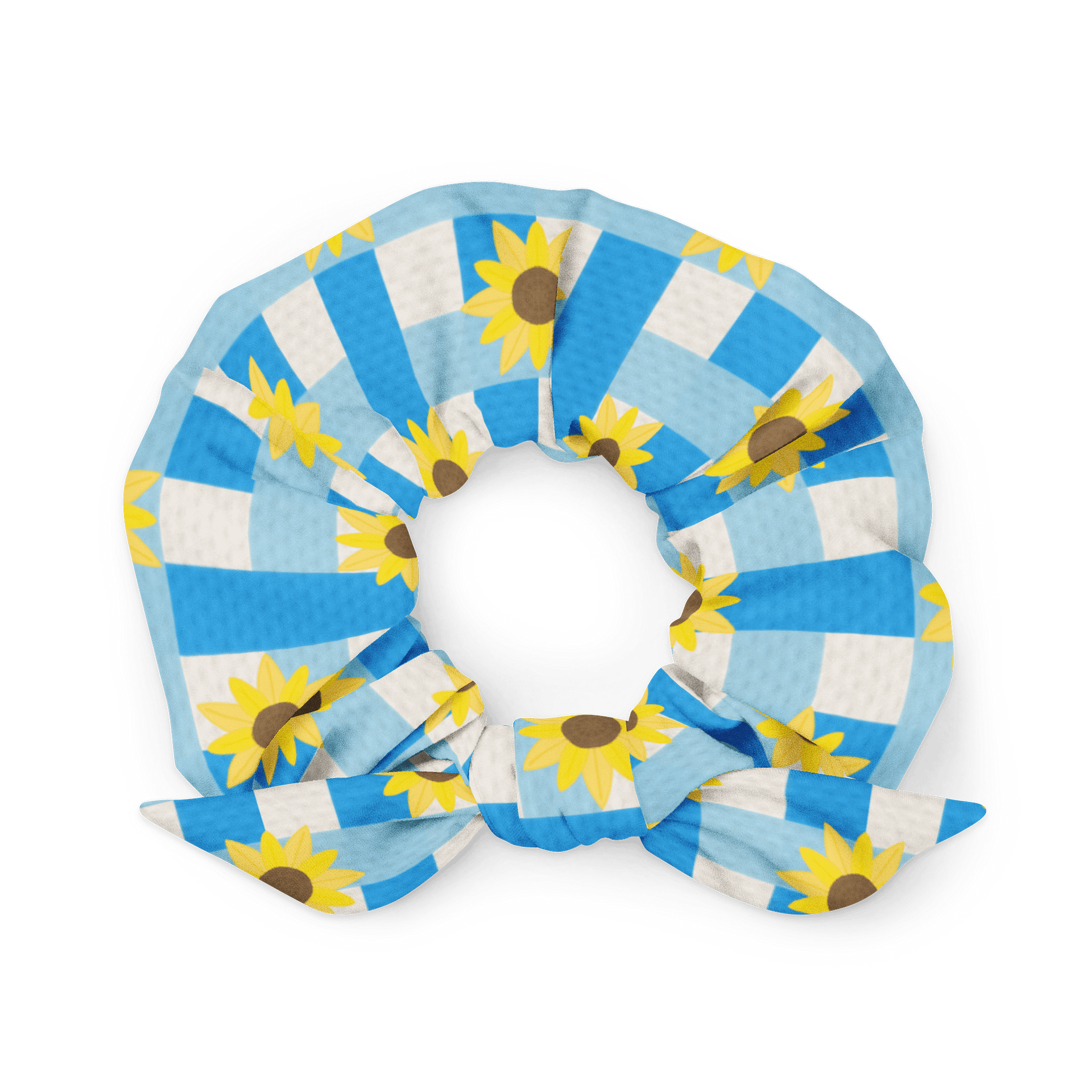 Sunflower Gingham Pattern-Blue Background Scrunchie product image (2)