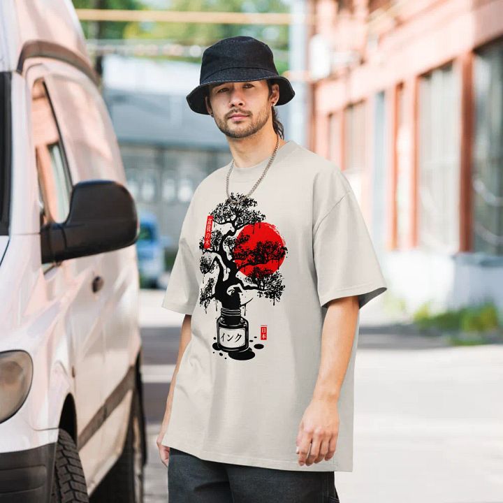 Black Bonsai Japanese Ink - Oversized Tee product image (2)