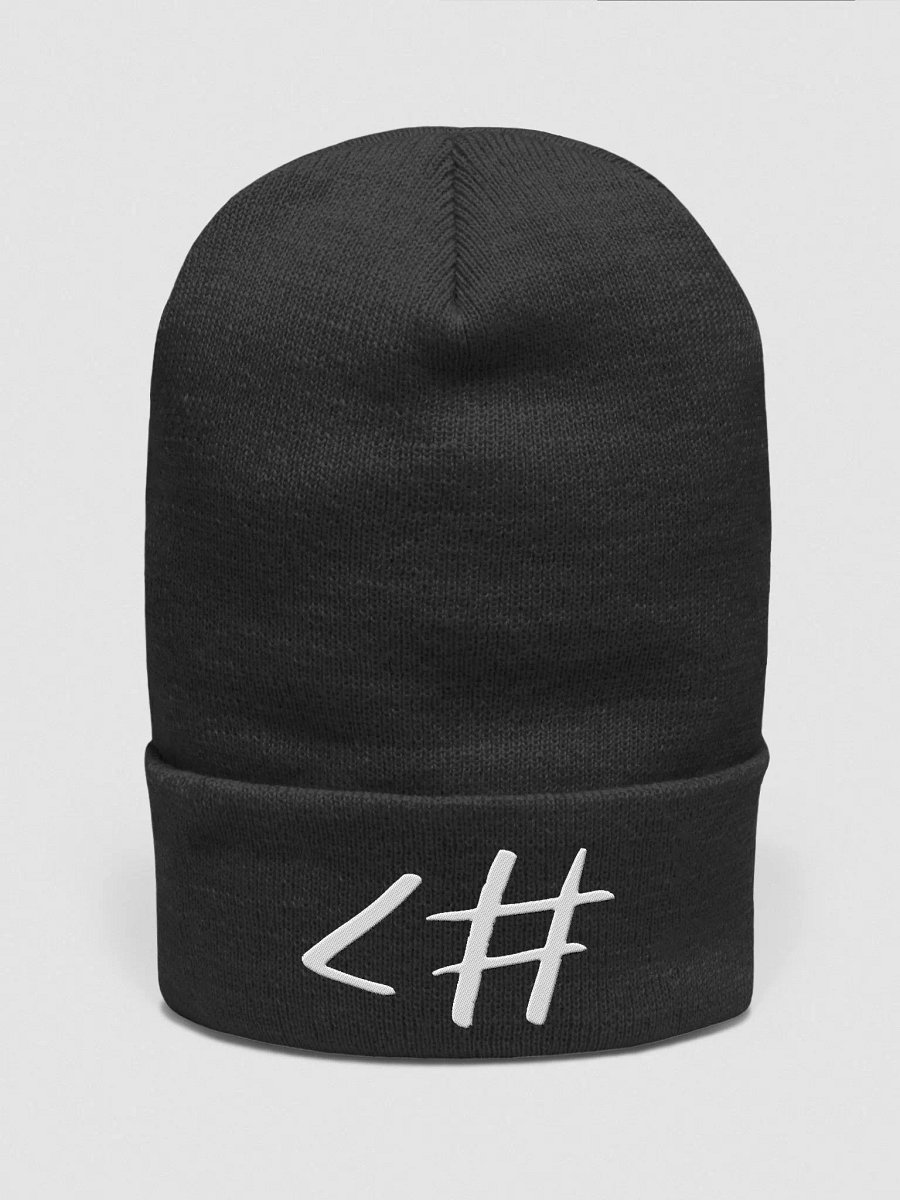 <# Beanie - white on dark product image (1)