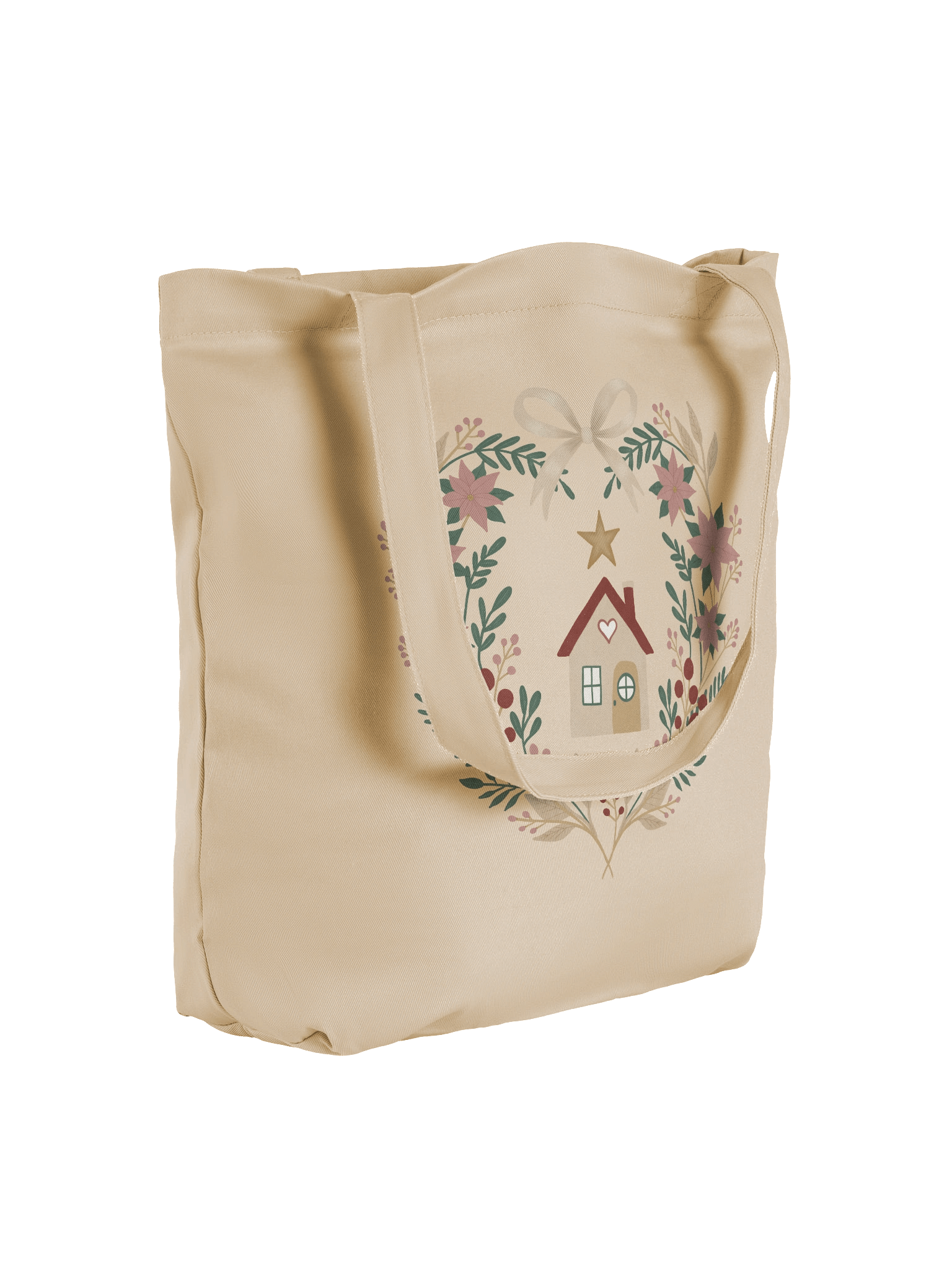 Econscious Eco-Friendly tote bag with winter heart home Christmas design. Organic cotton reusable bag product image (4)
