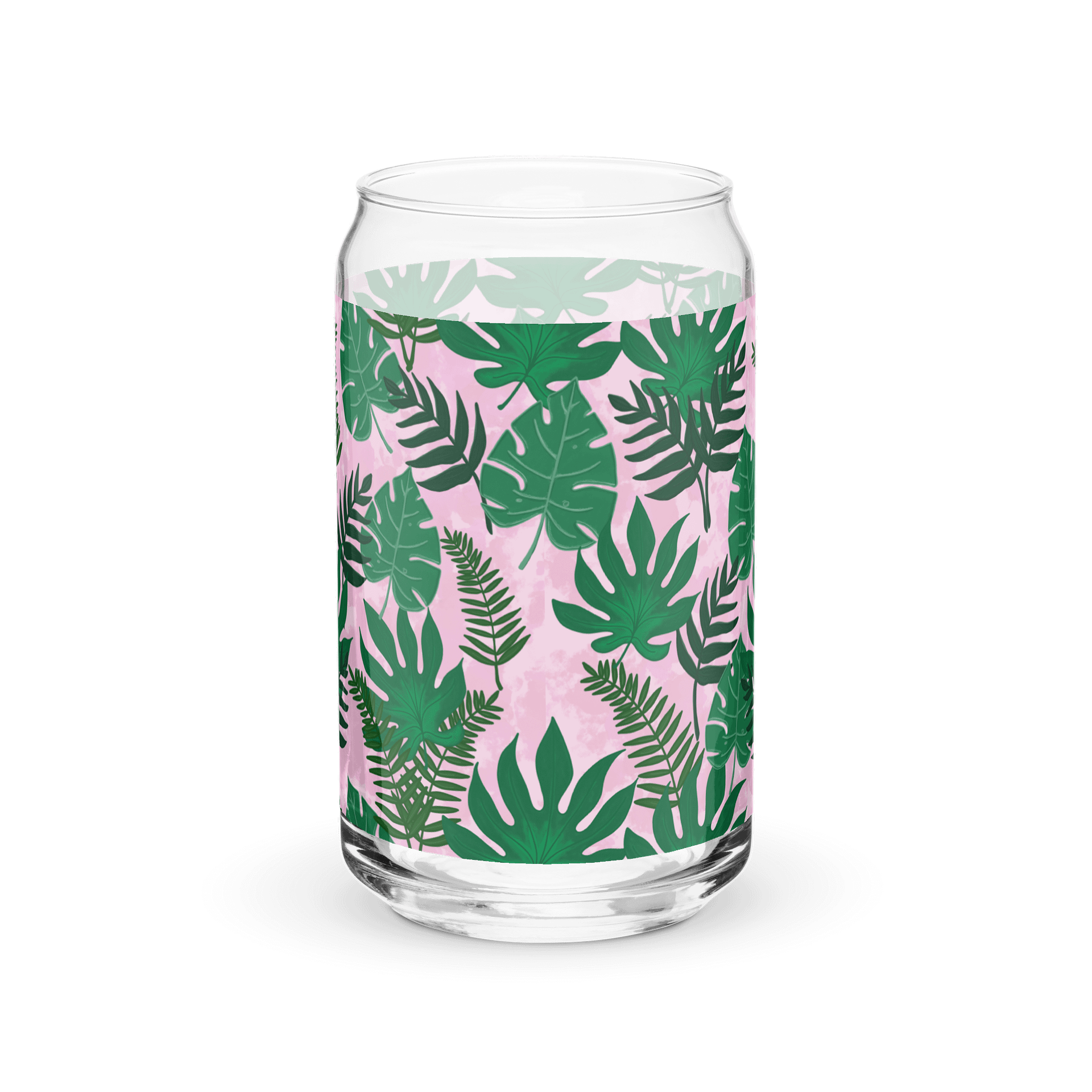 Jungle Leaves- Pink Background Glass Tumbler product image (5)