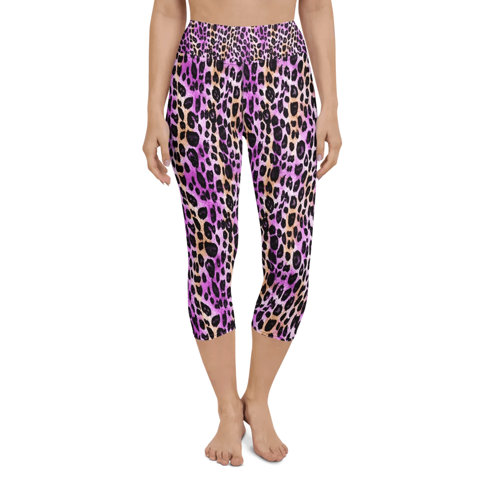 Purple Beige Leopard Capri Leggings product image (4)