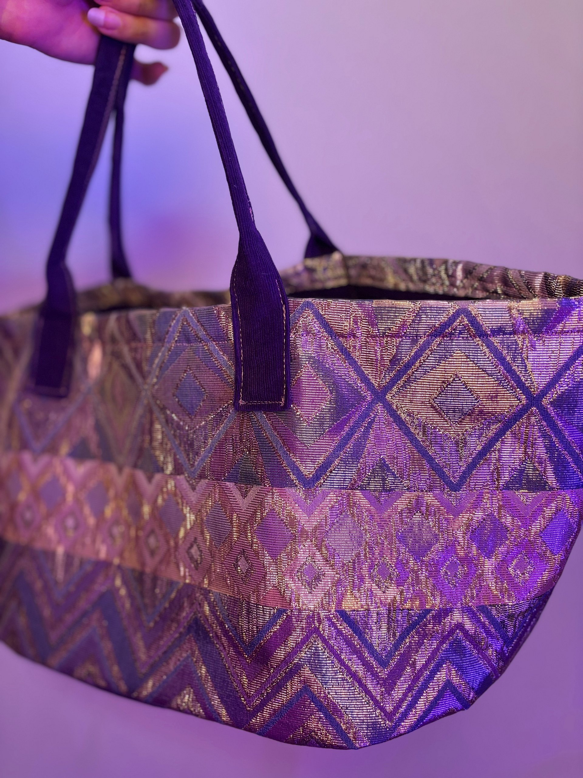 Jumbo Hand Bag (Purple and Pink Metallic Diamonds) product image (1)
