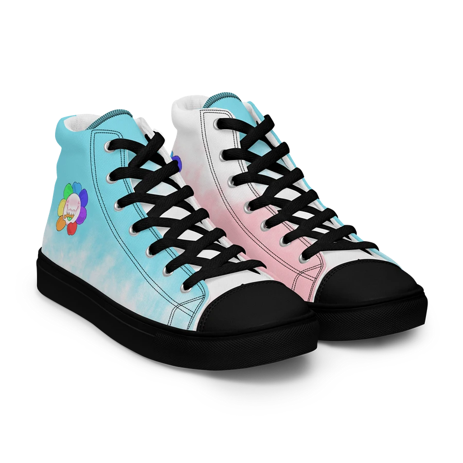 Pastel Blue, Pink and White and Black Flower Sneakers product image (51)