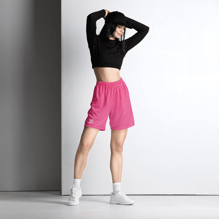 Women's | BRN.2C.C.™ Mesh Shorts | Coastal Cool Meets Sporty Style | Recycled Unisex Activewear 🌊🔥| White Logo on Brilliant Rose product image (1)