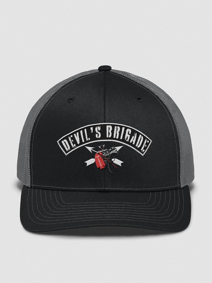 Devil's Brigade Trucker Hat, Text & Image Front, Rocker product image (1)