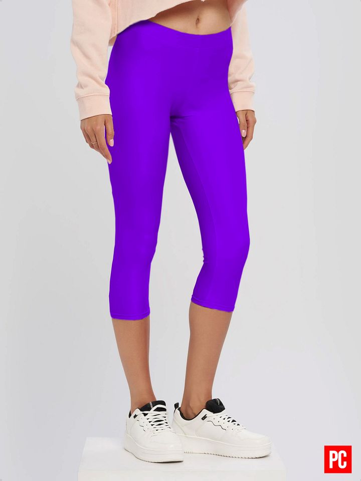 Plain Color Violet Capri Leggings product image (2)