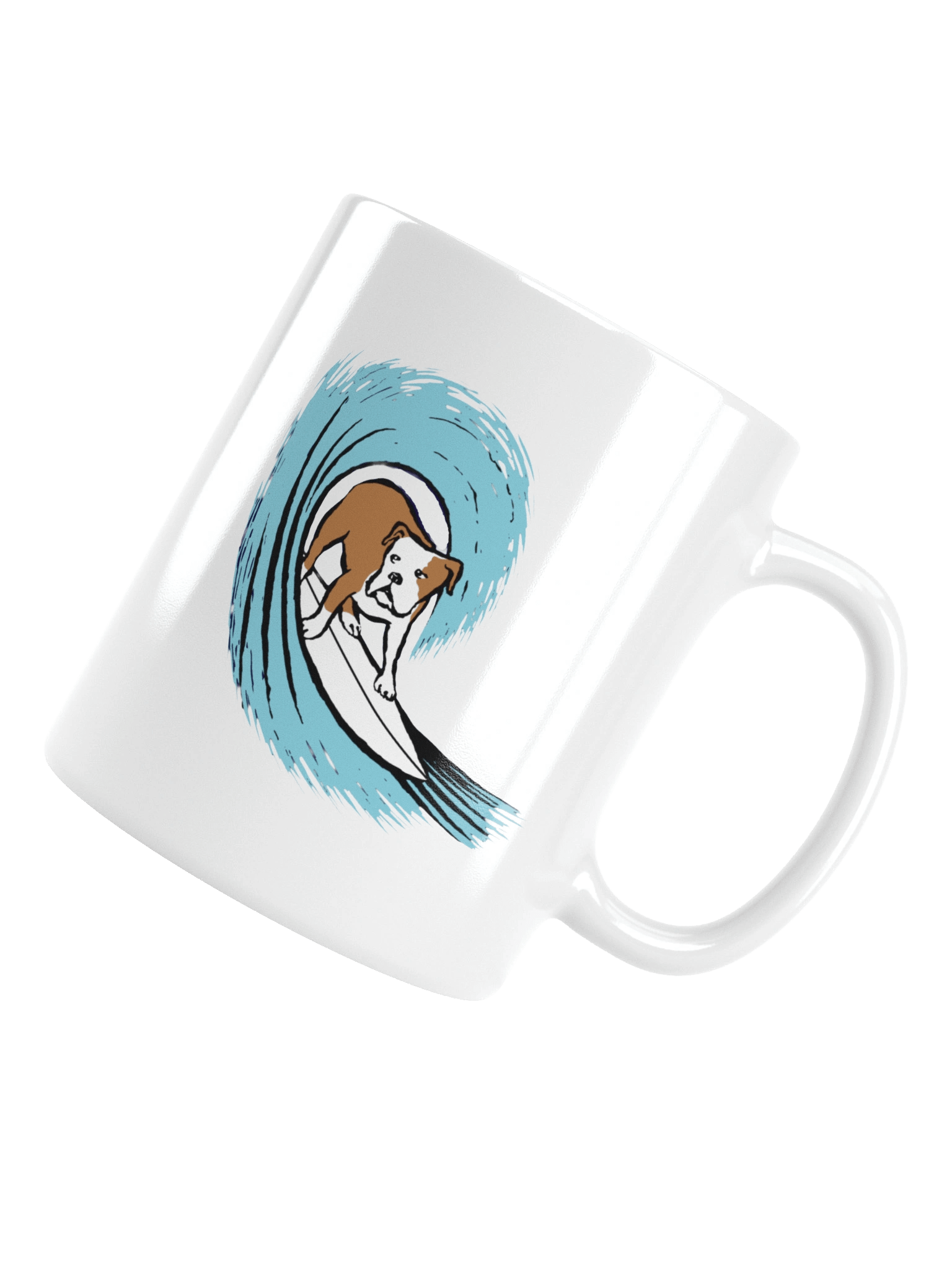Surfing Bulldog White Glossy Mug product image (13)