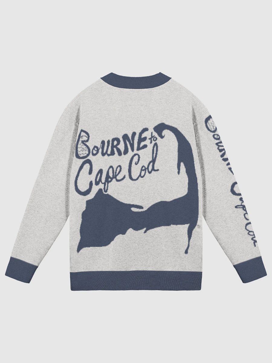 The Cape Cozy Cardigan | BOURNE to Cape Cod™ Unisex Knit Sweater | Coastal Classic Fit | Colors: Bone & Navy Trim product image (6)