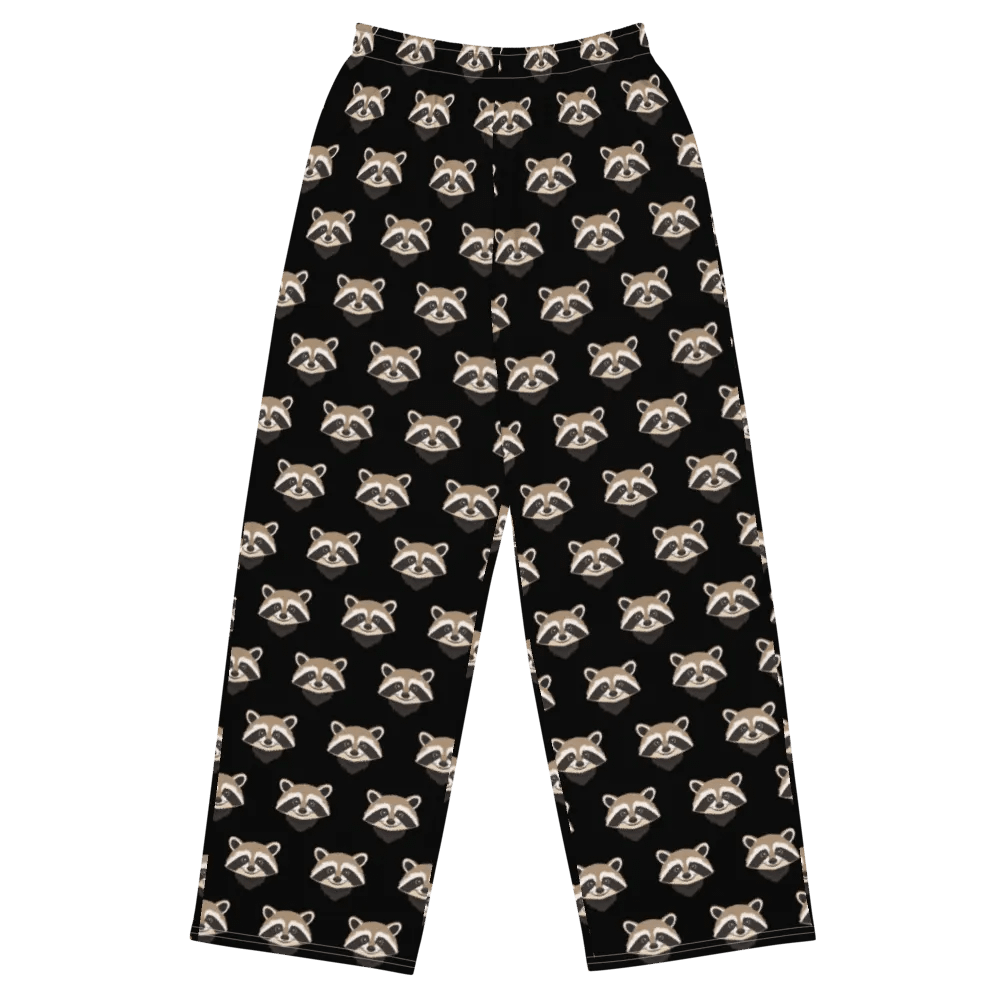 Raccoon Dreamland Wide-Leg Lounge Pants in Black product image (1)
