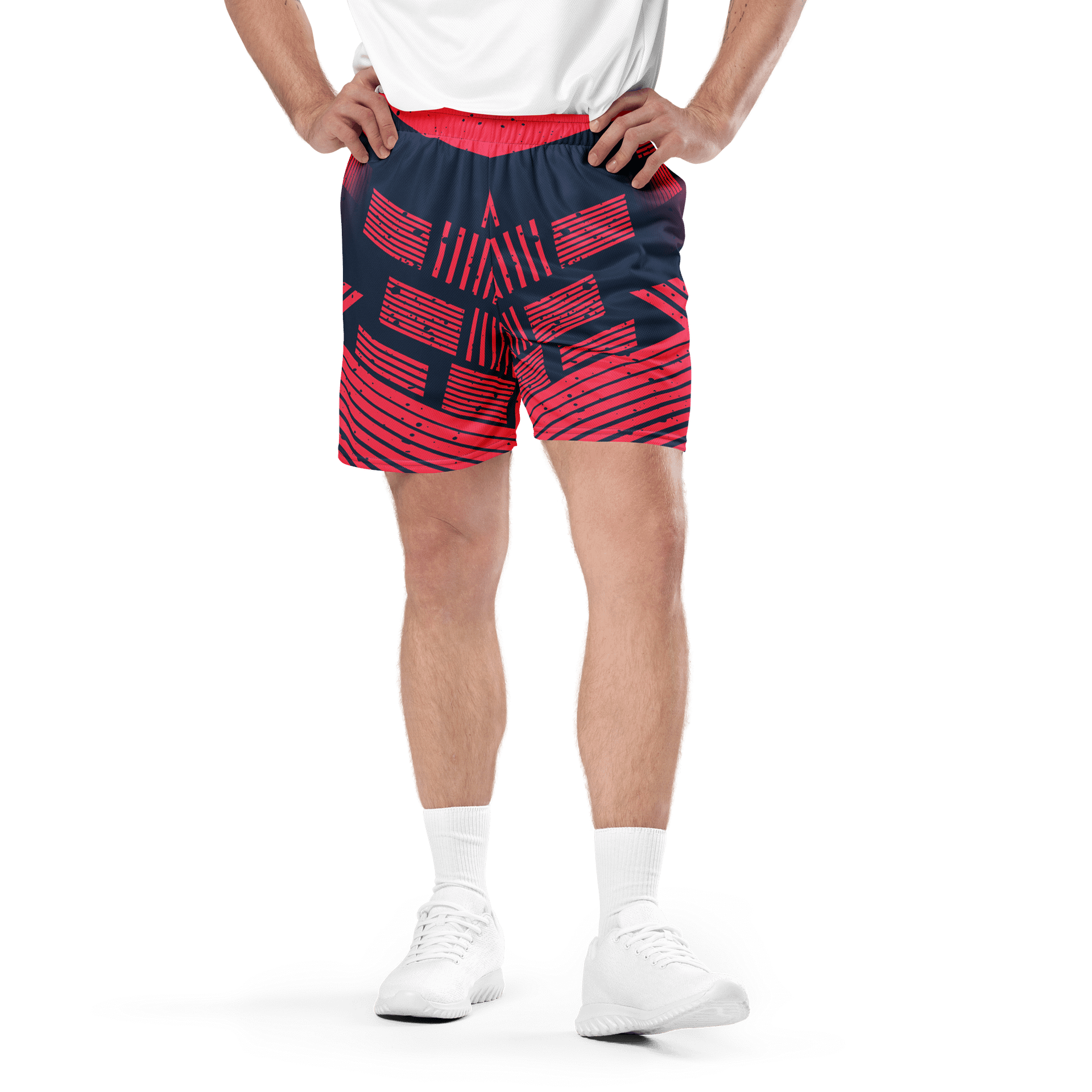 Red Stripes | Recycled Unisex Mesh Shorts product image (2)