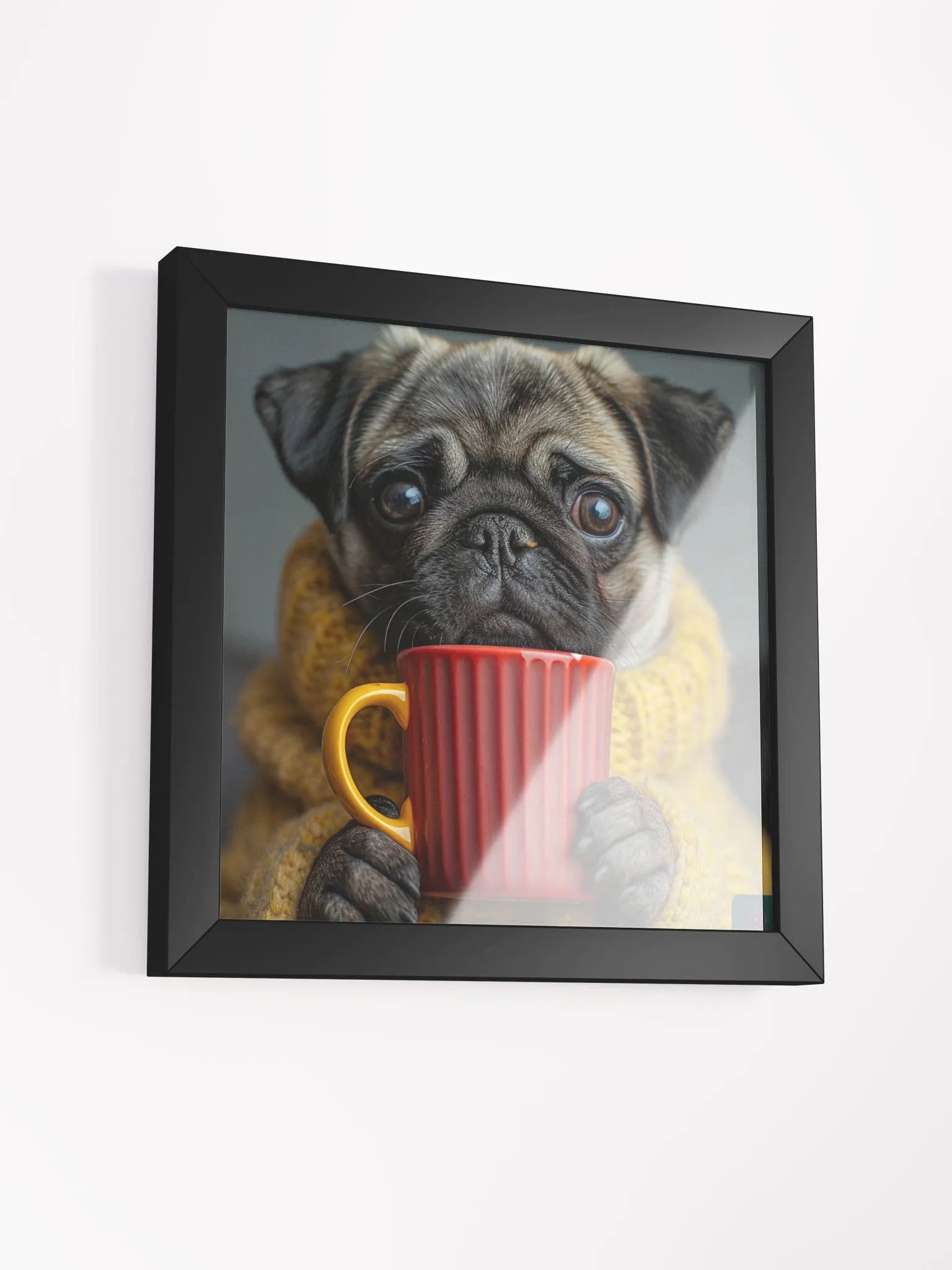Coffee Lover Pug Puppy Framed Wall Art product image (2)