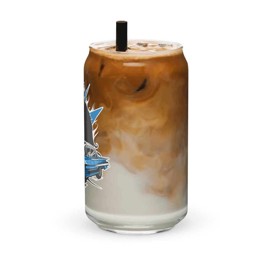 Mistymeooww logo with 60 chevy lightning cat glass cup product image (12)