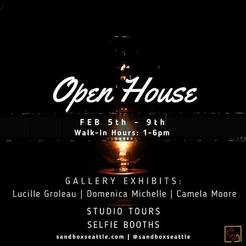 This week! -- Wed thru Fri / Feb 5th-9th / 1-6 pm!
*
*
*
*
Sandbox is hosting an open house! 
Featuring exhibits from: 
@luci...