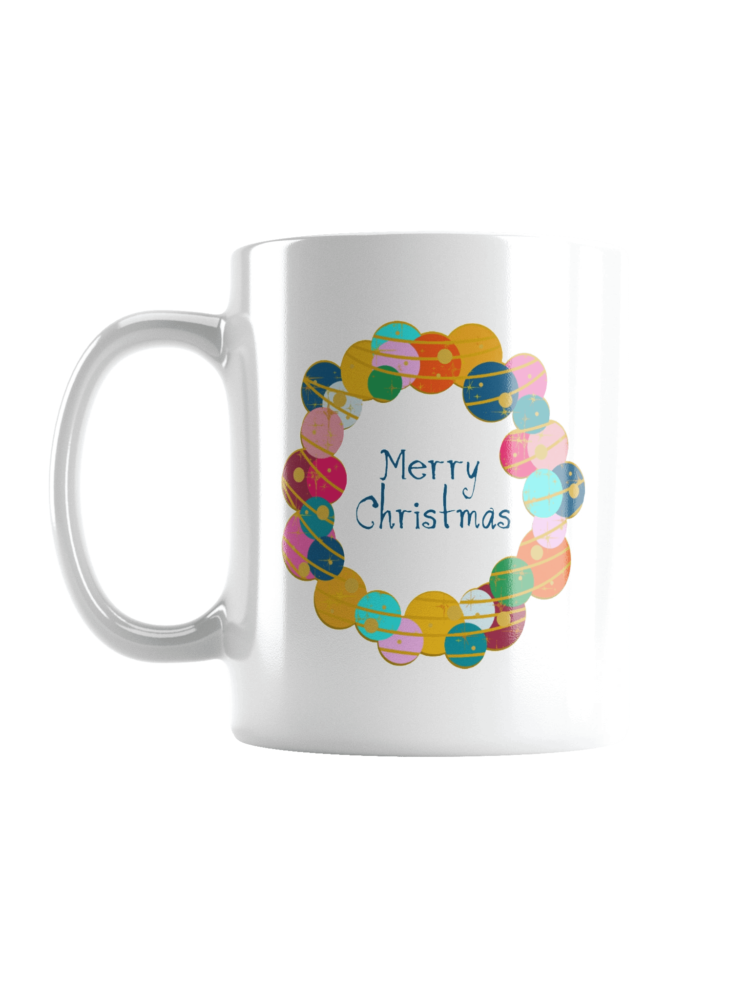Retro Merry Christmas Wreath – Mug product image (3)
