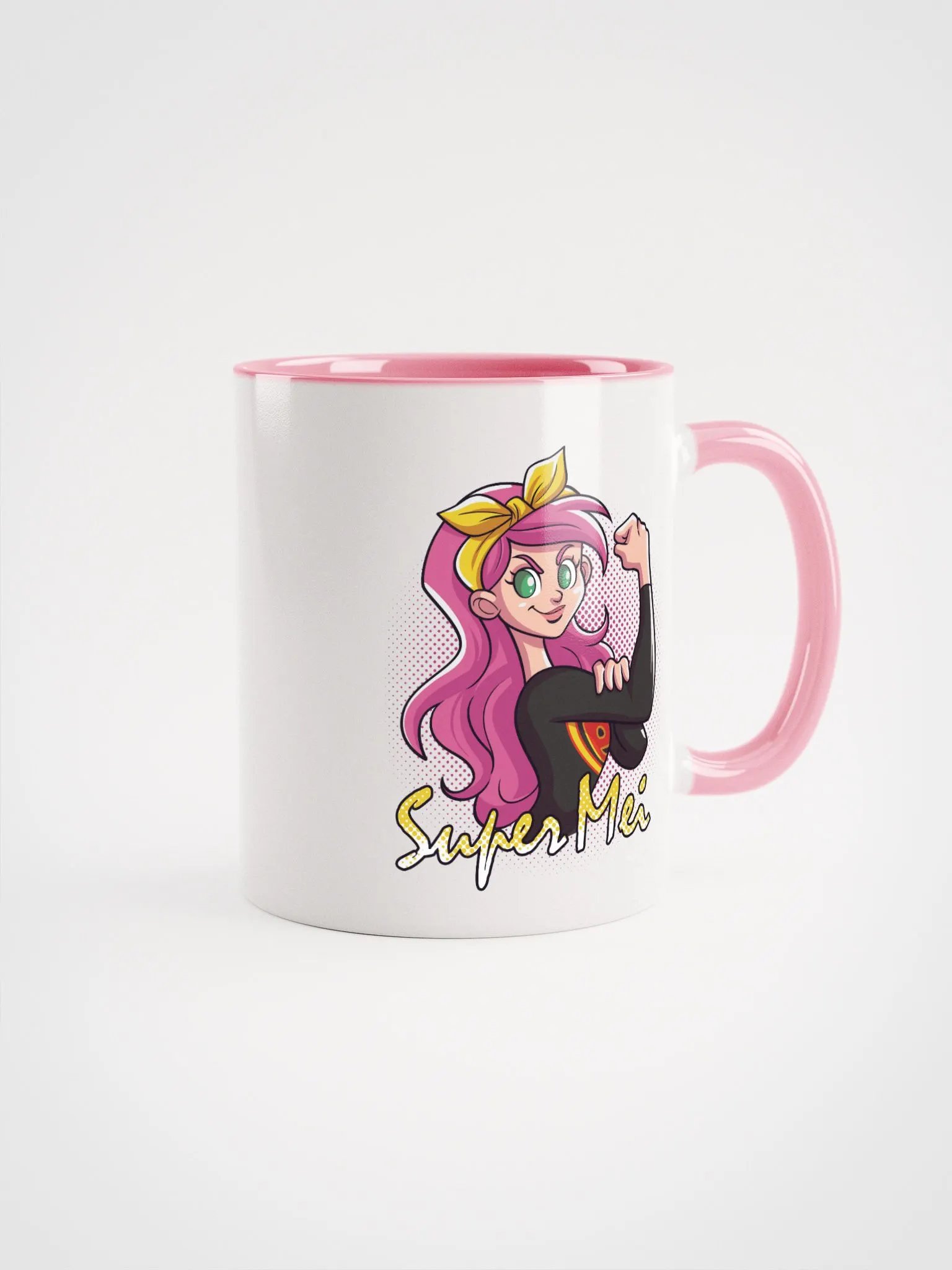 CANECA BRANCA ROSA SUPER MEI FORÇA product image (1)