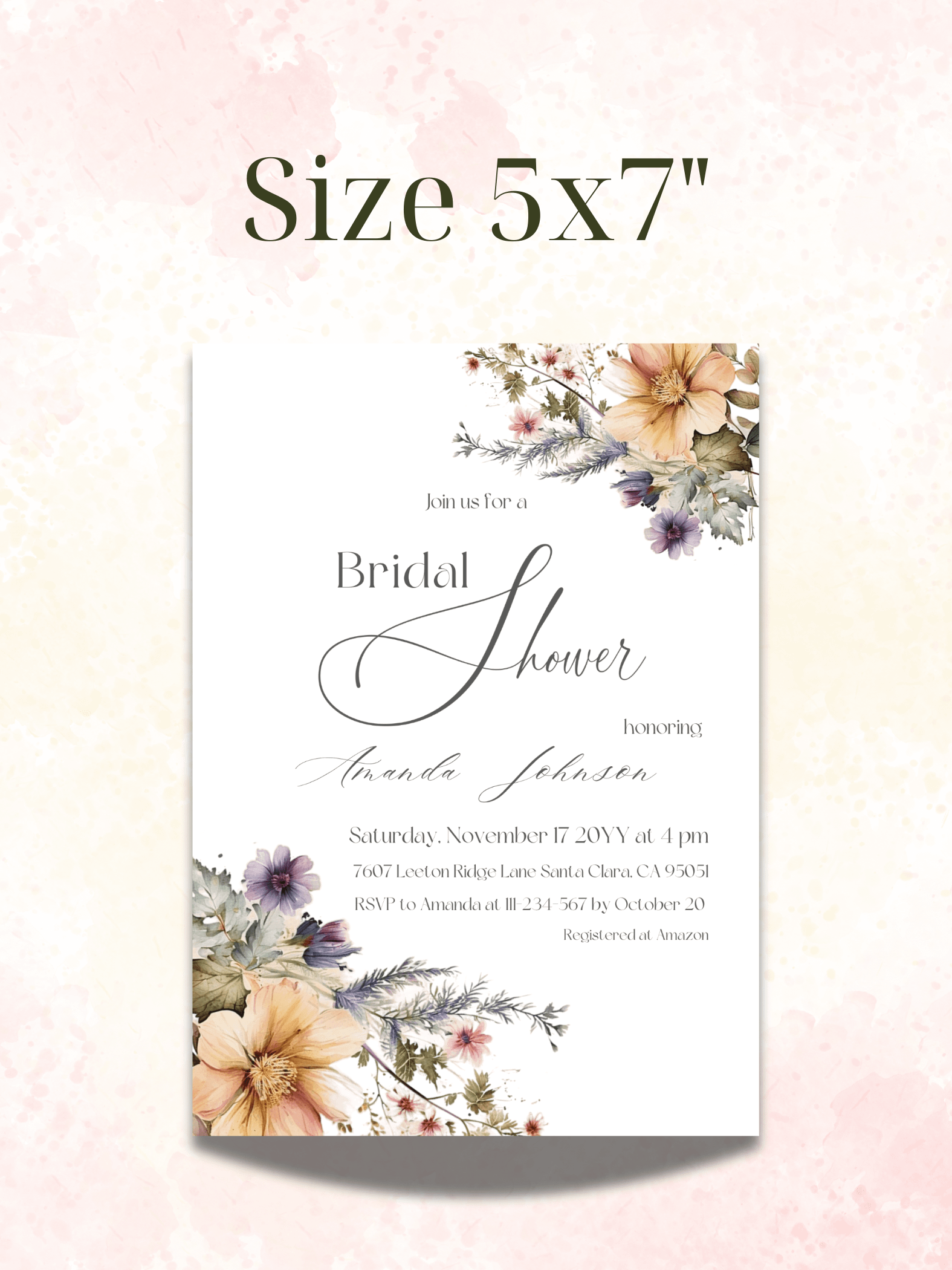 Rustic Bridal Shower Invitation for a Boho Floral Party Theme, Wildflower Themed Wedding Shower Invite Canva Template, Digital Download product image (2)