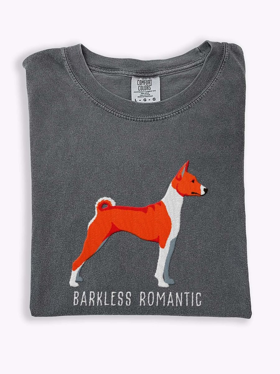 Barkless Romantic T-Shirt(Embroidered) of a Basenji product image (1)