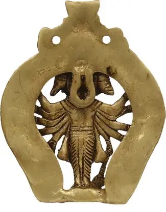 eCraftIndia Panchmukhi Lord Hanuman Brass Idol Statue Decorative Showpiece - 12 cm (Brass, Gold, Brown) product image (7)