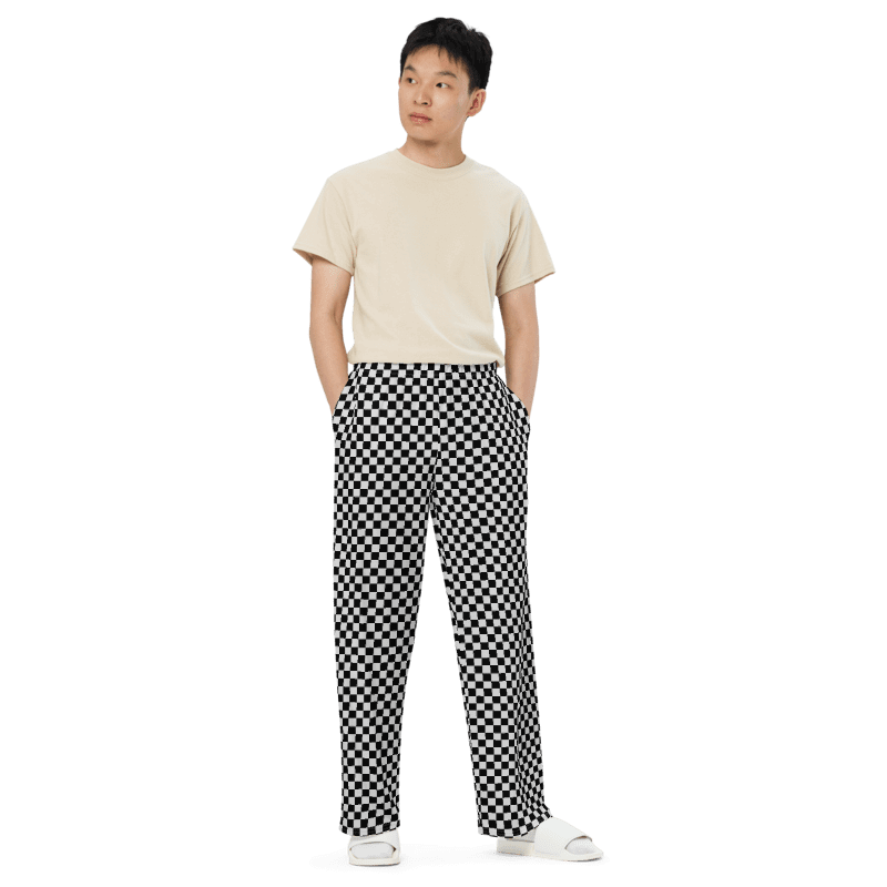 Black and Light Grey 2 Checkered Pants Unisex 2XS - 6XL Sizes product image (9)