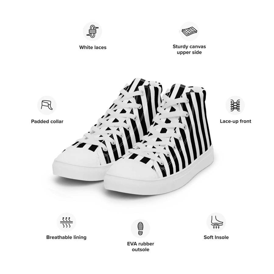 Women's Black And White Striped High Tops product image (6)