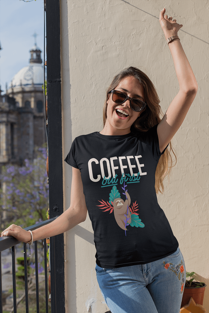Sloth Hangout Coffee T-Shirt product image (1)