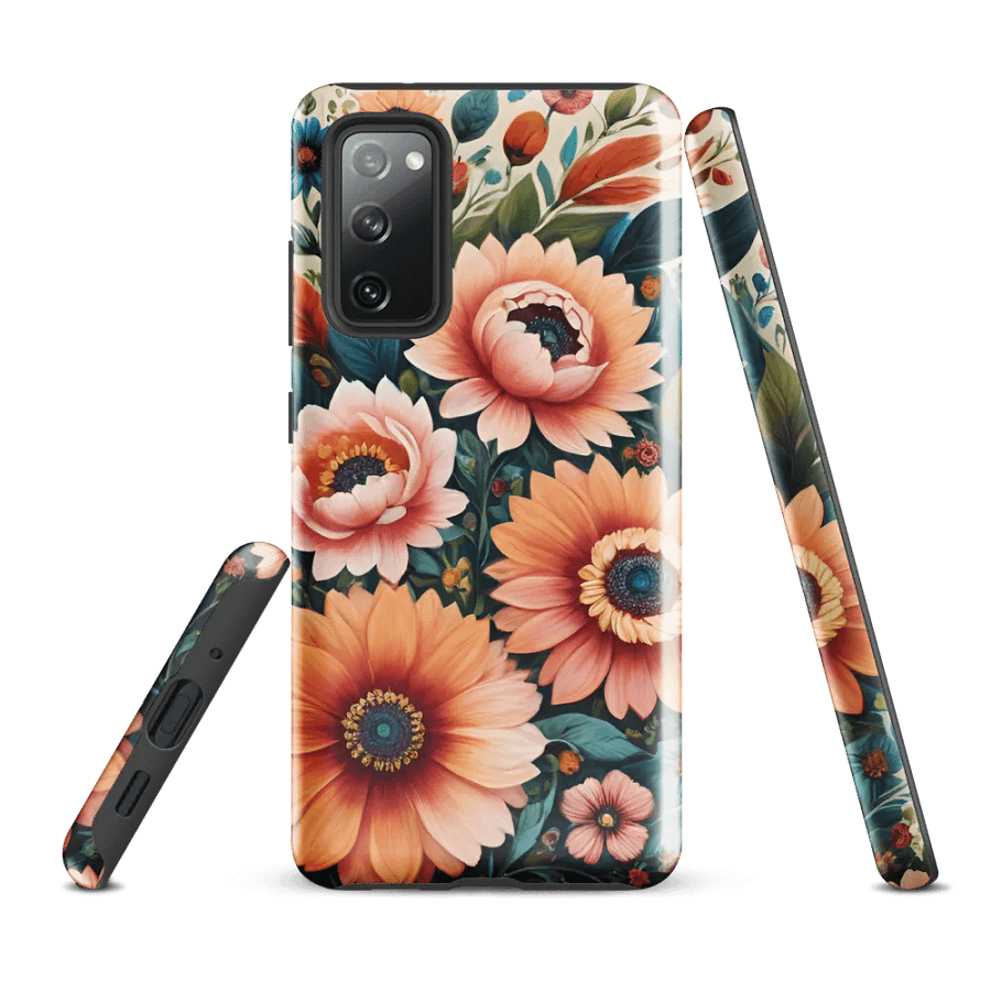 Tough Phone Case for Samsung® - Pink and Peach Flowers Painting product image (1)
