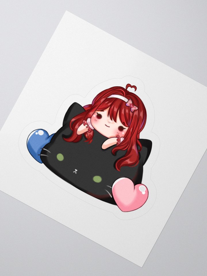 Blue & Pink Heart Cat Sticker product image (5)