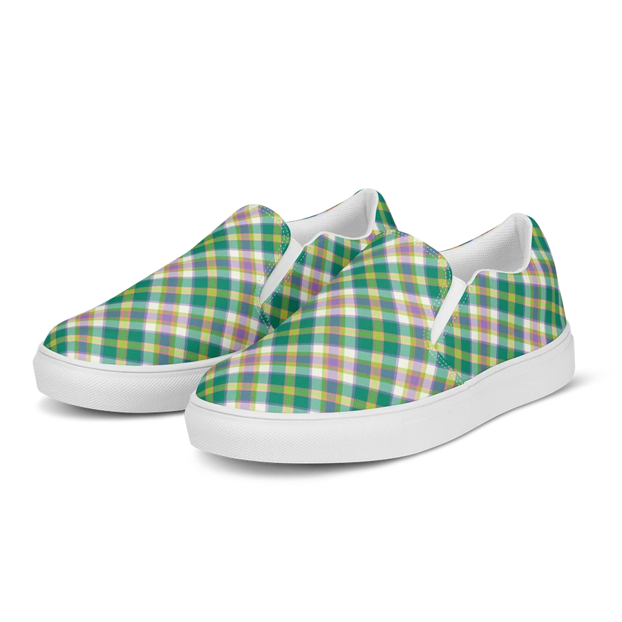 Seafoam Green and Purple Plaid Women's Slip-On Shoes product image (3)