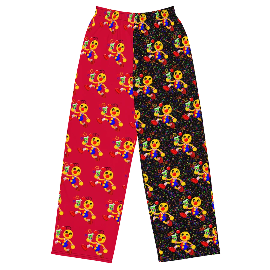 Split Red and Arcade All-Over Boyoyoing Clown Soda Unisex Wide-Leg Pants product image (3)